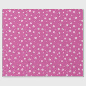 Papier Cadeau Fleurs blanches sur rose chaud (Plat)