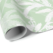 Papier Cadeau Fleurs blanches sur vert clair. (Coin rond)