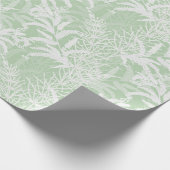 Papier Cadeau Fleurs blanches sur vert clair. (Coin)