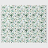 Papier Cadeau Fleurs Blanches Verdure Mariage Fête de Mariée (Plat)