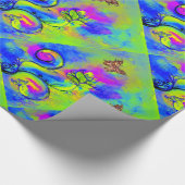 PAPIER CADEAU FLEURS BLANCHES VERTES PURPLE BLUE, PATINOIRES (Coin)