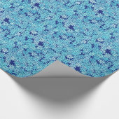 Papier Cadeau Fleurs bleu clair, fond bleu marine (Coin)