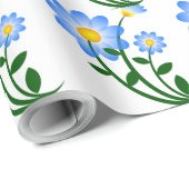 Papier Cadeau Fleurs bleues (Coin rond)
