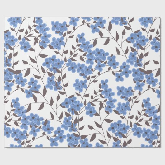 Papier Cadeau Fleurs bleues (Plat)