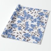Papier Cadeau Fleurs bleues (Déroulé)