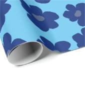 Papier Cadeau Fleurs bleues (Coin rond)