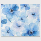 Papier Cadeau Fleurs bleues (Plat)