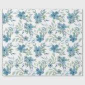 Papier Cadeau Fleurs Bleues (Plat)