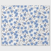 Papier Cadeau Fleurs bleues (Plat)