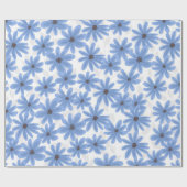 Papier Cadeau Fleurs bleues (Plat)