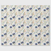 Papier Cadeau Fleurs Bleues Anniversaire (Plat)