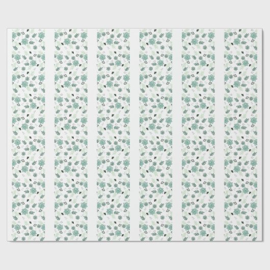Papier Cadeau Fleurs Bleues Botanique (Plat)