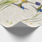 Papier Cadeau Fleurs bleues de narcisse de jonquille de colibris (Coin)