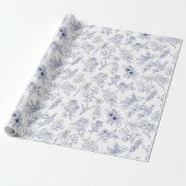 Papier Cadeau fleurs bleues de saison (Déroulé)