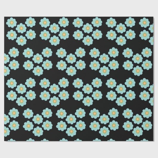 Papier Cadeau Fleurs bleues Fleurs marguerites (Plat)