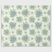 Papier Cadeau Fleurs Bleues Florales de Printemps (Plat)