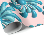 Papier Cadeau Fleurs Bleues MOD Rétro Jardin d'été Printemps (Coin rond)