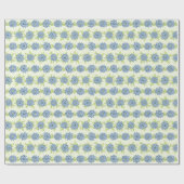 Papier Cadeau Fleurs Bleues Pastel Printemps Floral (Plat)