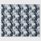 Papier Cadeau Fleurs bleues sur marbre (Plat)