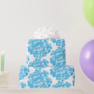 Papier Cadeau Fleurs botaniques bleues merveilleuses de fleur