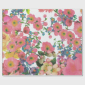 Papier Cadeau Fleurs botaniques florales colorées (Plat)