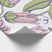 Papier Cadeau Fleurs botaniques mignonnes rose et vert l Occasio (Coin)