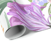 Papier Cadeau Fleurs brillantes violet bleu rose orange rose (Coin rond)