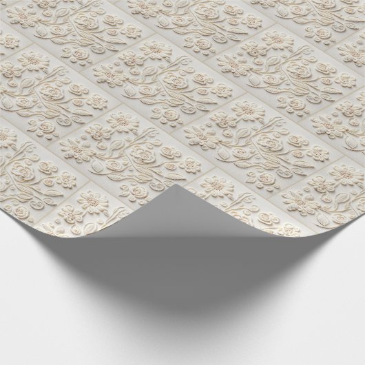 Papier Cadeau Fleurs brodées d'ivoire (Coin)