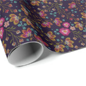 Papier Cadeau Fleurs brodées : mode sans couture motif (Coin rond)