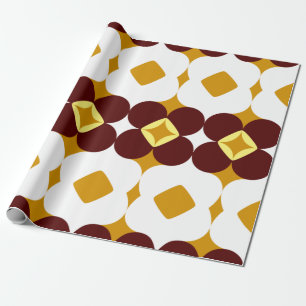 Papier Cadeau Fleurs Brown et jaunes