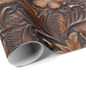 Papier Cadeau Fleurs Brown Western Cowgirl (Coin rond)