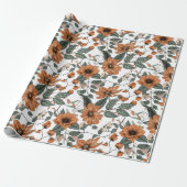 Papier Cadeau Fleurs brun clair sans couture motif (Déroulé)