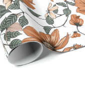 Papier Cadeau Fleurs brun clair sans couture motif (Coin rond)