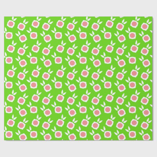 Papier Cadeau fleurs carrées vertes (Plat)