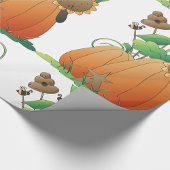 Papier Cadeau Fleurs citrouilles Et Abeilles