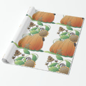 Papier Cadeau Fleurs citrouilles Et Abeilles (Déroulé)