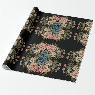Papier Cadeau Fleurs Classiques Inspirées de l'Antique Élégantes