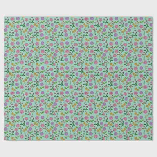 Papier Cadeau Fleurs colorées (Plat)