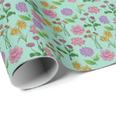 Papier Cadeau Fleurs colorées (Coin rond)
