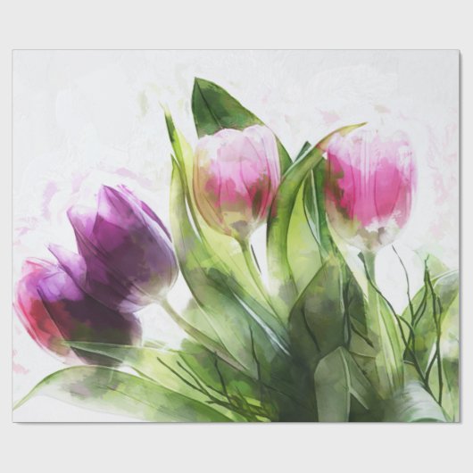 Papier Cadeau Fleurs colorées (Plat)