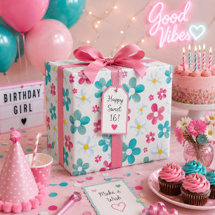 Papier Cadeau Fleurs colorées