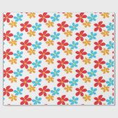 Papier Cadeau Fleurs colorées amusantes sur blanc (Plat)