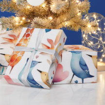 Fleurs colorées animaux oiseaux Enveloppement Papi