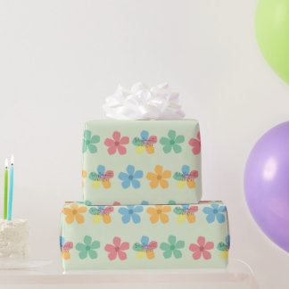 Papier Cadeau Fleurs Colorées Autisme Différent Pas Moins Vert