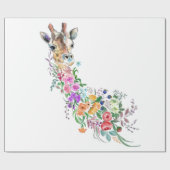 Papier Cadeau Fleurs colorées Bouquet Giraffe - Dessin Moderne (Plat)