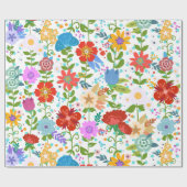 Papier Cadeau Fleurs colorées Motif (Plat)