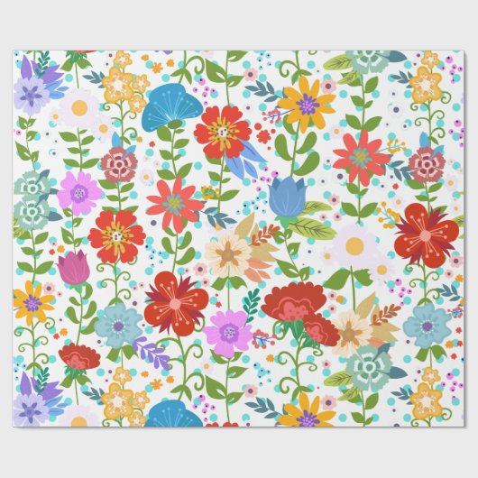 Papier Cadeau Fleurs colorées Motif (Plat)