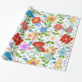 Papier Cadeau Fleurs colorées Motif (Déroulé)