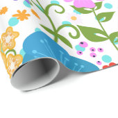 Papier Cadeau Fleurs colorées Motif (Coin rond)