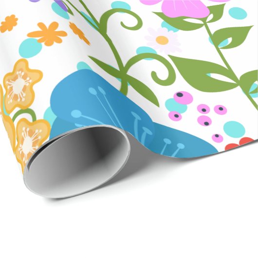 Papier Cadeau Fleurs colorées Motif (Coin rond)